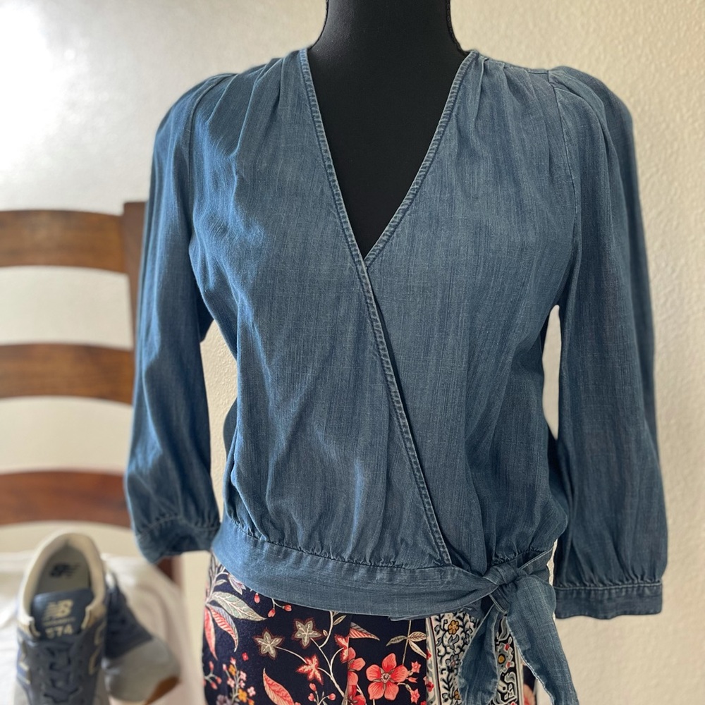 Madewell Chambray Wrap Shirt XS